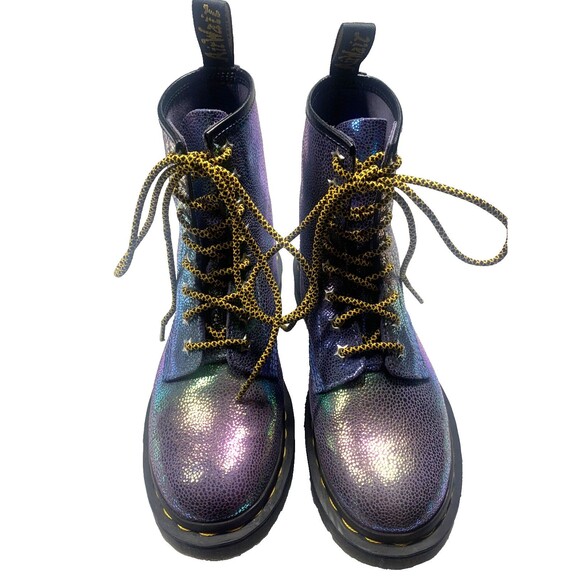 Dr Martens Women's 1460 Rainbow Ray Boots Purple US Size 6 Iridescent Shiny - Picture 2 of 9